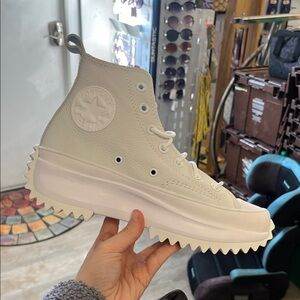 Converse White High-Top Sneakers with Platform Sole
